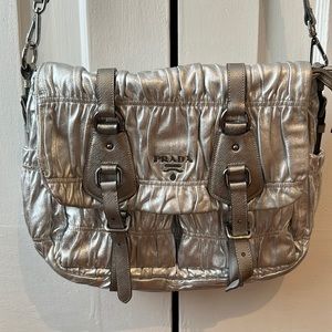 2007 Prada Gaufre’An Silver Messenger Bag